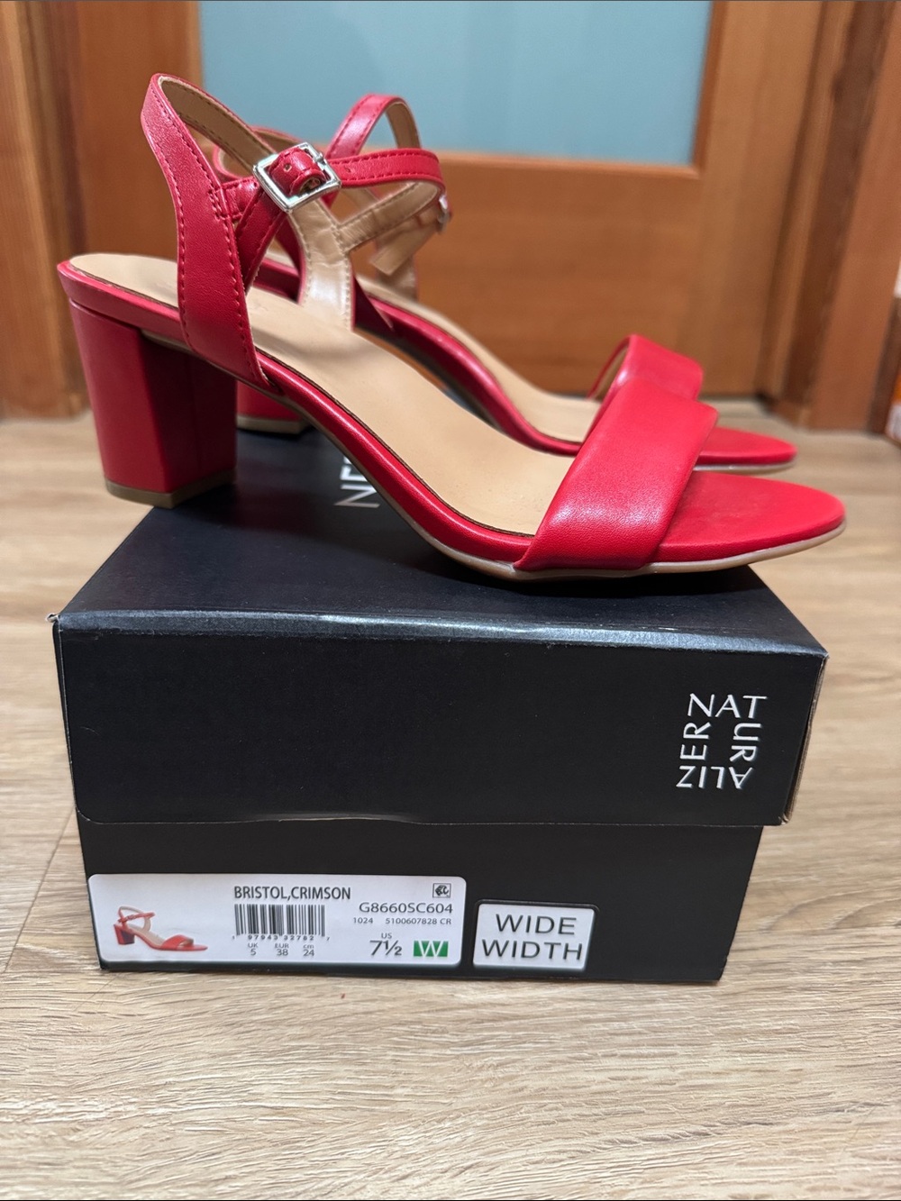 Naturalizer Bristol Crimson Red Block Heel Sandal